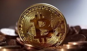 Bitcoin standing upright